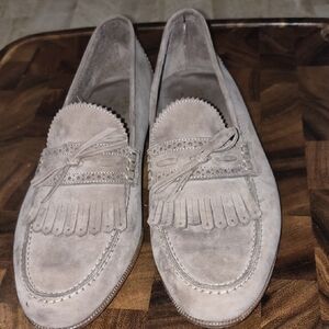 Ferragamo Mocha Broen Suede Loafers with Fringe Detail 9 1/2 D